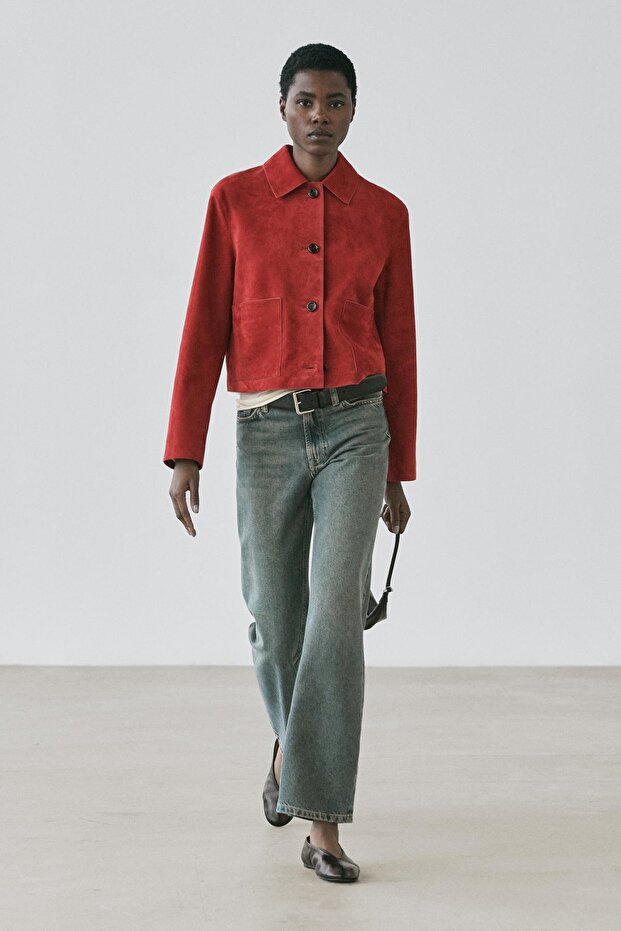 Kısa süet deri ceket - 1