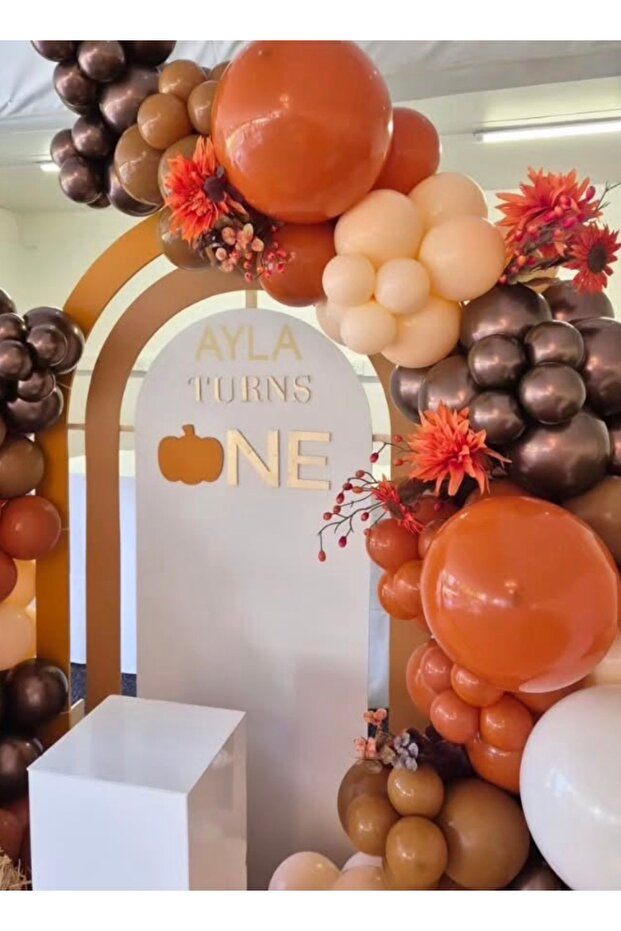 Burnt Orange Milk Coffee Chrome Balloon Chain Set 100 Pieces