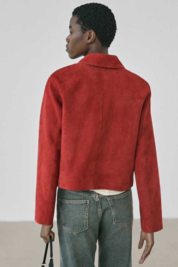 Kısa süet deri ceket - 3