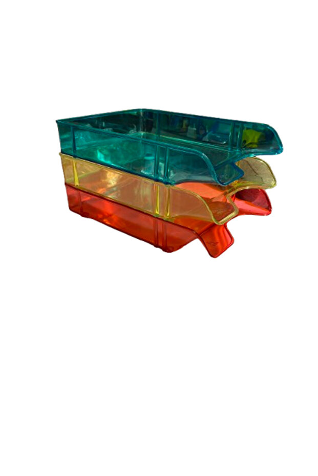 رف مستندات شفاف ملون قطعة واحدة - 1