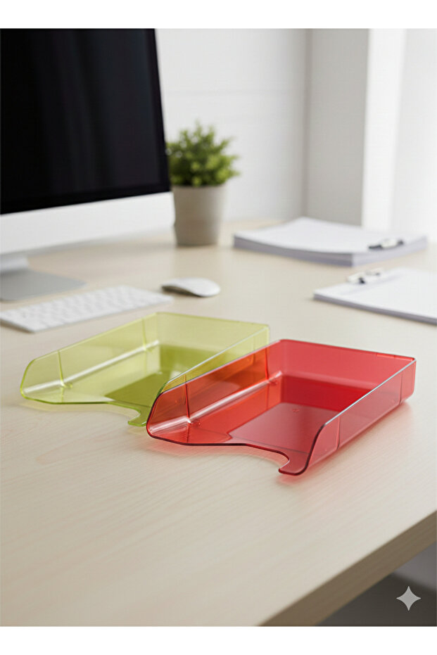 رف مستندات شفاف ملون قطعة واحدة - 4