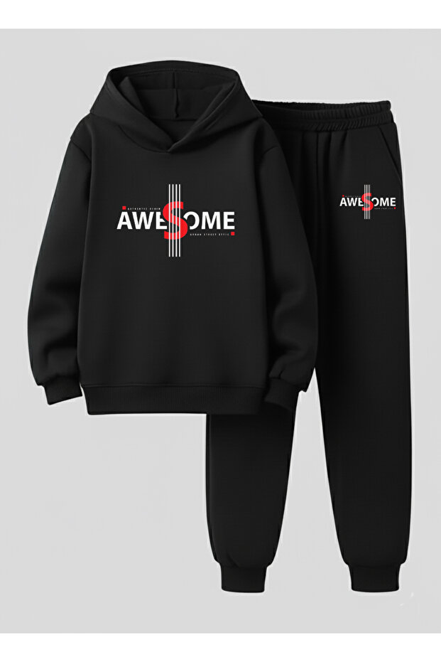Boy's Sweatshirt - Tracksuit Set (Hooded) Awesome Style Printed 3 Thread Raised