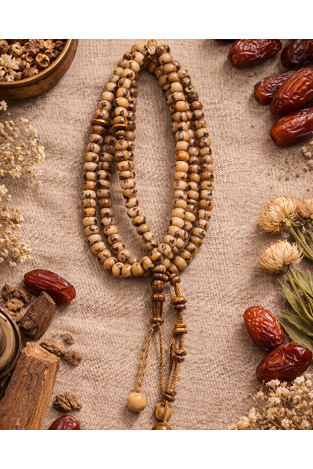 99-Piece Date Seed Prayer Beads - Genuine Natural Grain Prayer and Dhikr Beads - Authentic Design
