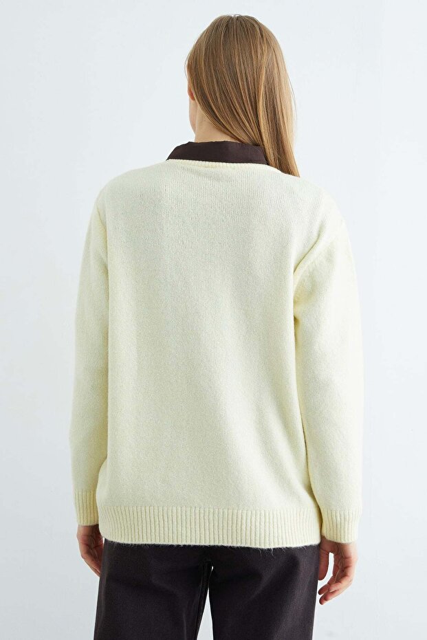 Basic Bisiklet Yaka Salaş Triko Kazak - 8