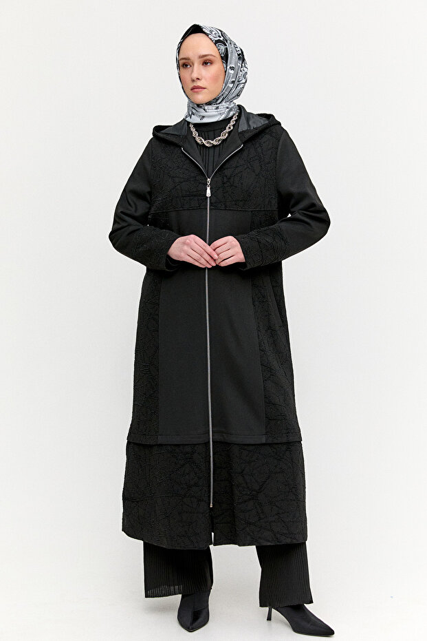 Kapüşonlu Örme Pardesü - 2