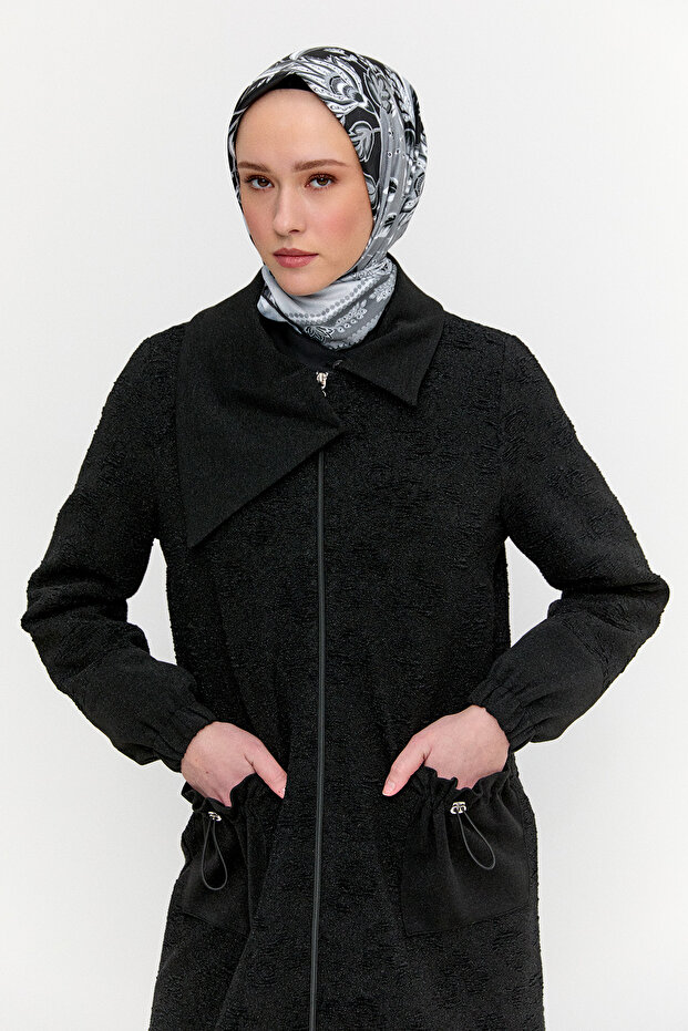 Dokulu Fermuarlı Örme Kap - 2