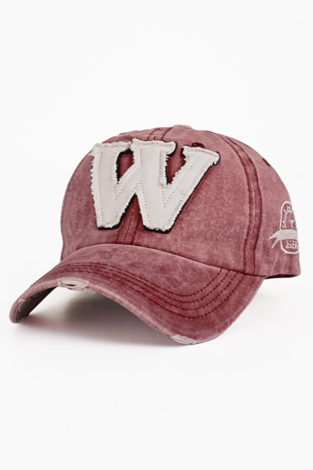 Antique Detailed W Embroidered Burgundy Baseball Unisex Adjustable Baseball Cap