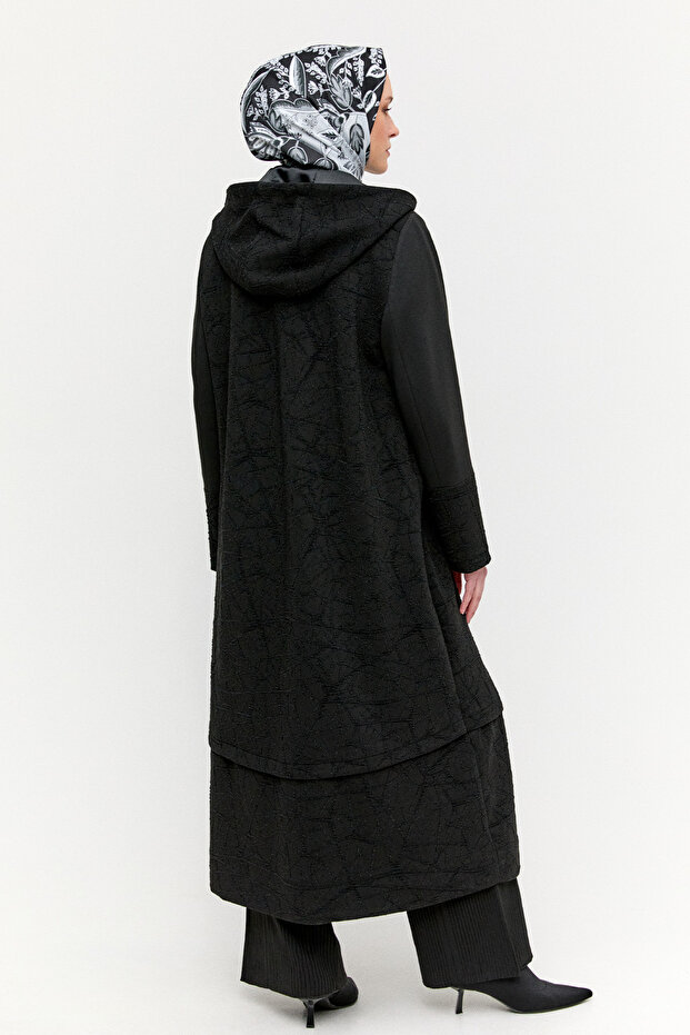 Kapüşonlu Örme Pardesü - 5