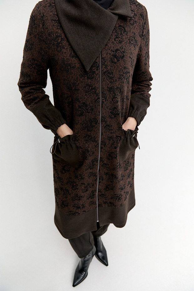 Dokulu Fermuarlı Örme Kap - 5