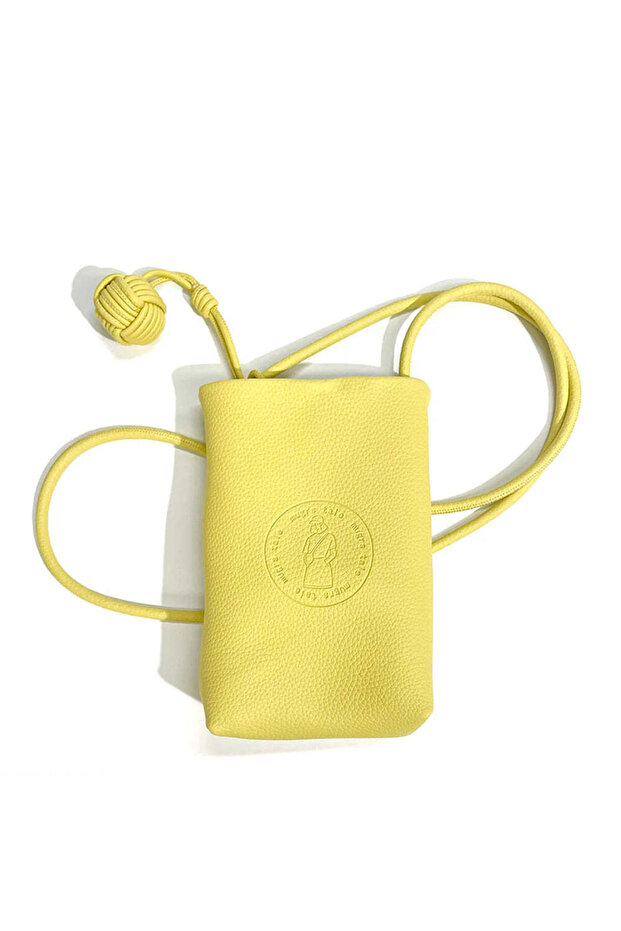 Vegan Leather Crossbody Phone Bag, Pastel Yellow Color