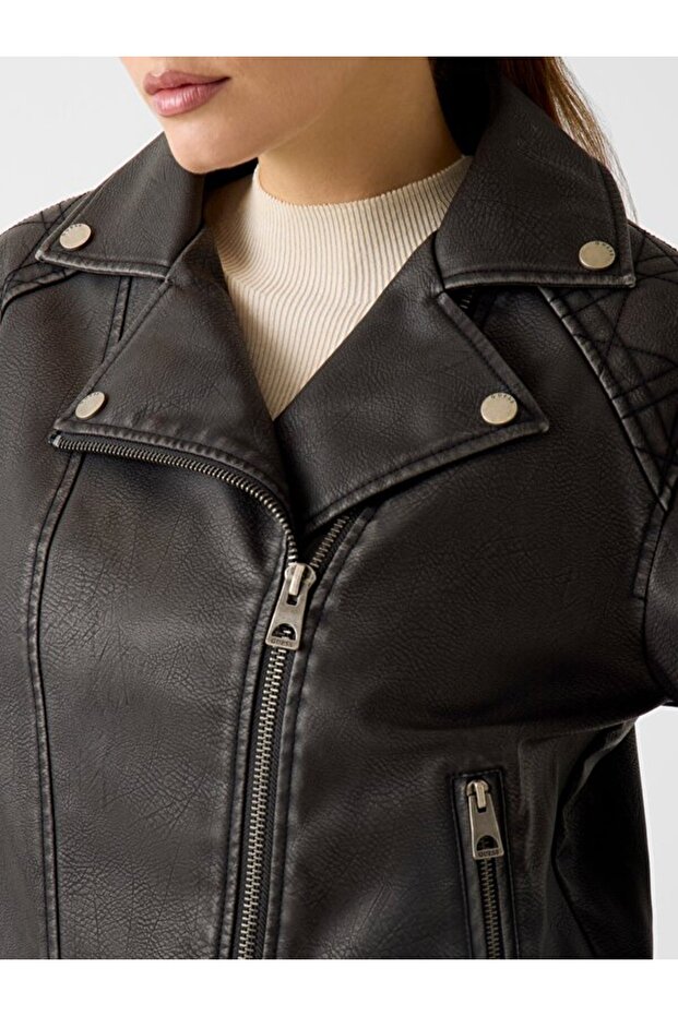 Nada Kadın Biker Ceket - 4