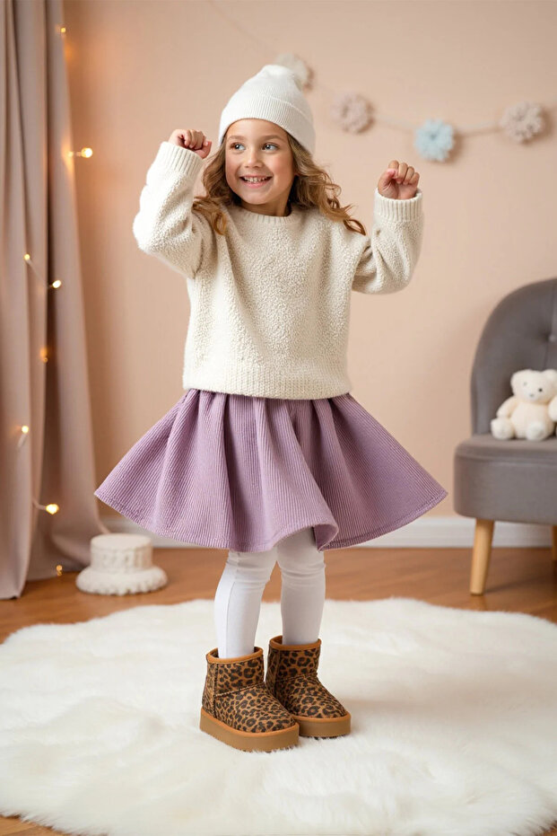 معطف صوف داخلي بنمط الفهد ميني يو جي ريترو مقاوم للبرد - 5