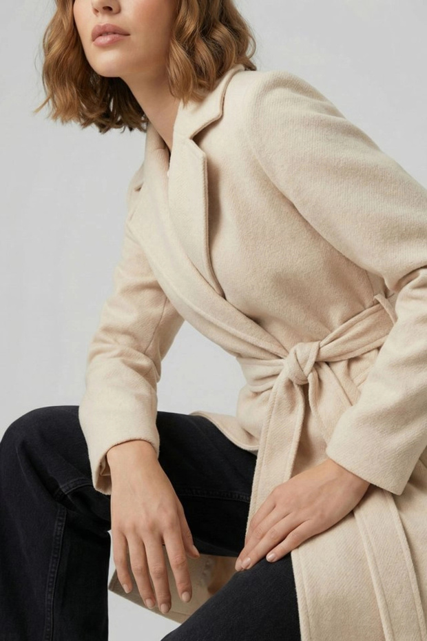 Belted Coat 9171 - Ecru - 2