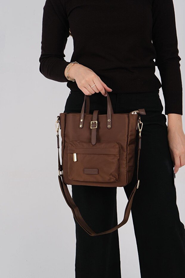 Coffee - Brown Satin Women's Handbag Sp1218
