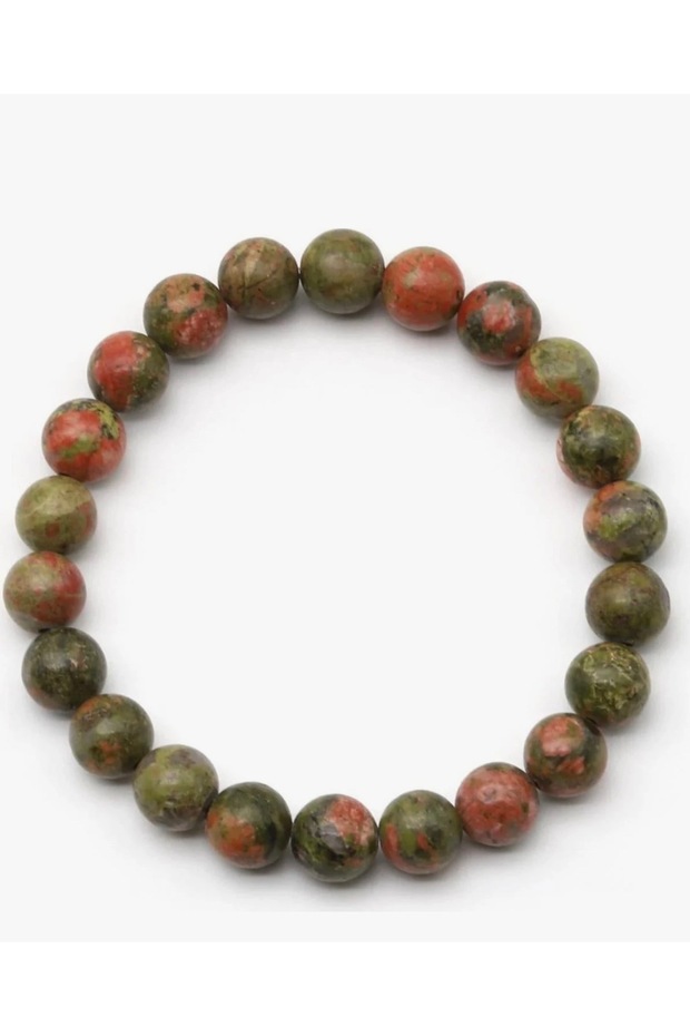 Unakite Natural Stone Bracelet 8 mm Sphere Cut