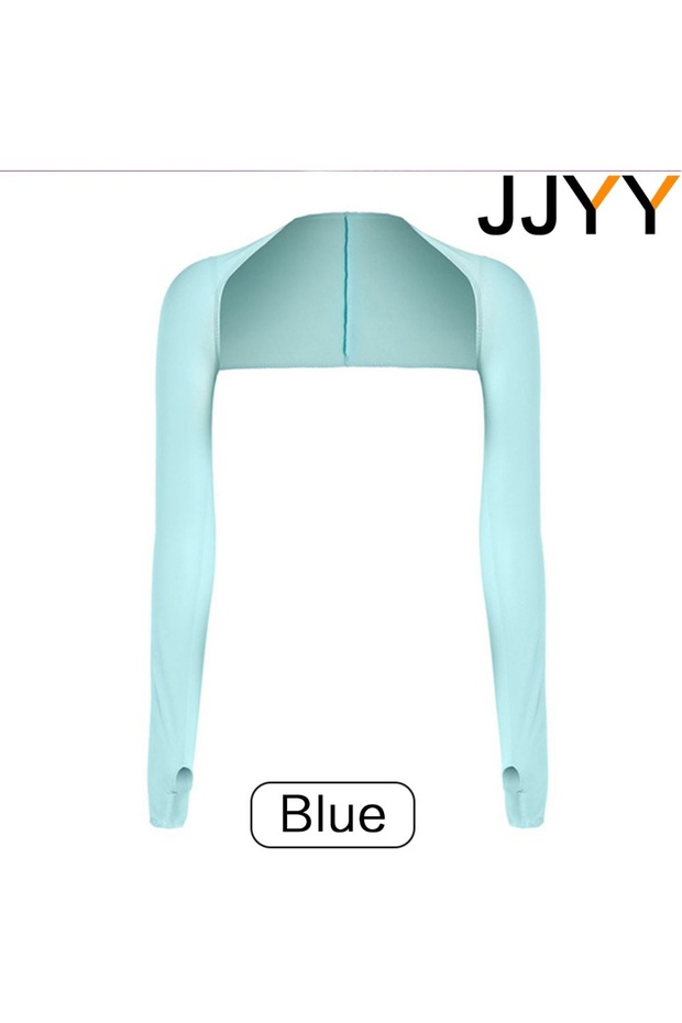 Blue Silk Shawl Sleeve Arm Sunscreen UV Protection Sports Gloves Outdoor Activities Running Fishing