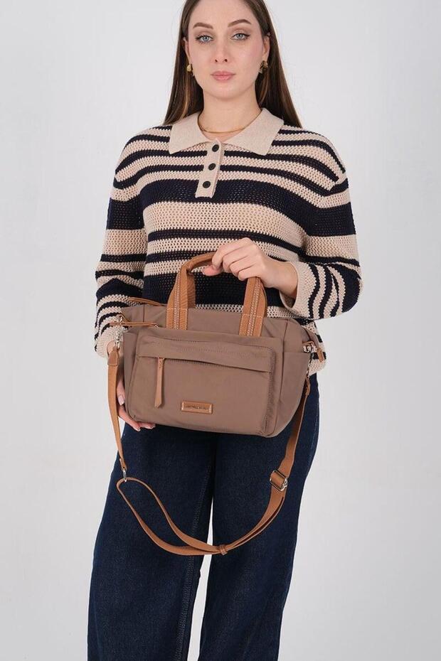 Brown - Tan Satin Women's Handbag Sp1230