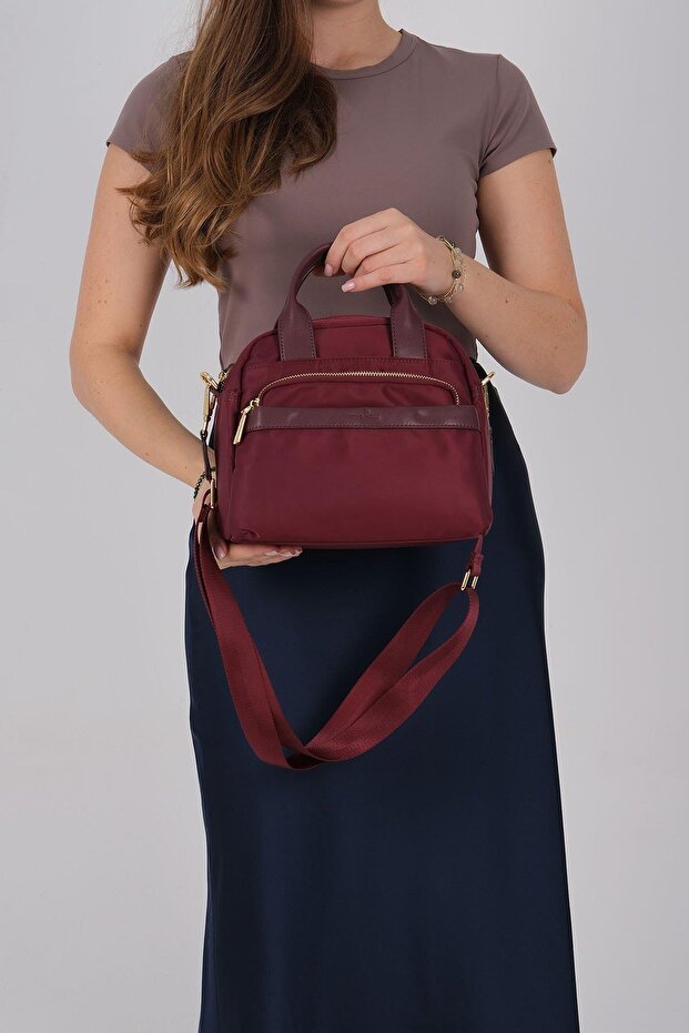 Burgundy - Burgundy Satin Women's Handbag Sp1216