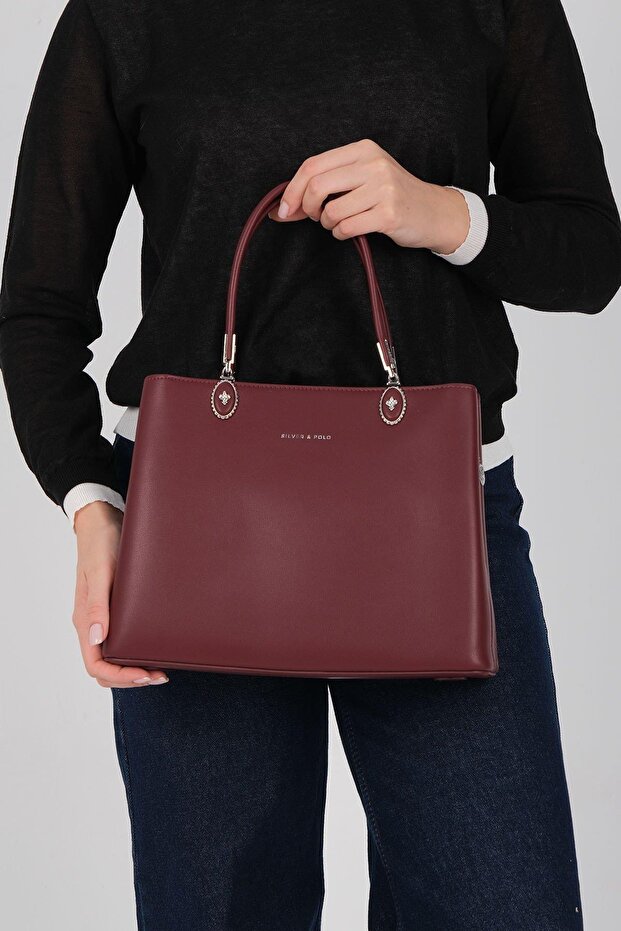Burgundy - Burgundy Leather Women's Handbag Sp1234