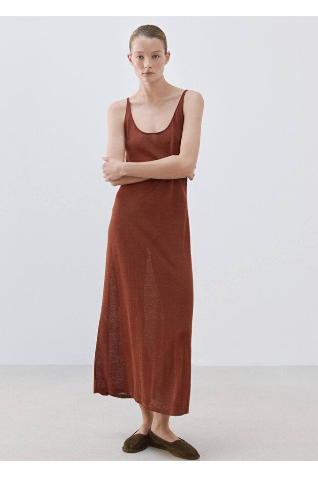 Keten triko elbise - 2