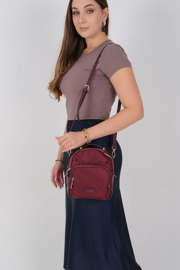 Burgundy - Burgundy Satin Women's Crossbody Bag Sp1220