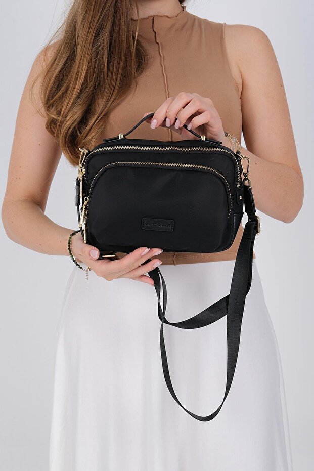 Black - Black Satin Women's Crossbody Bag Sp1221