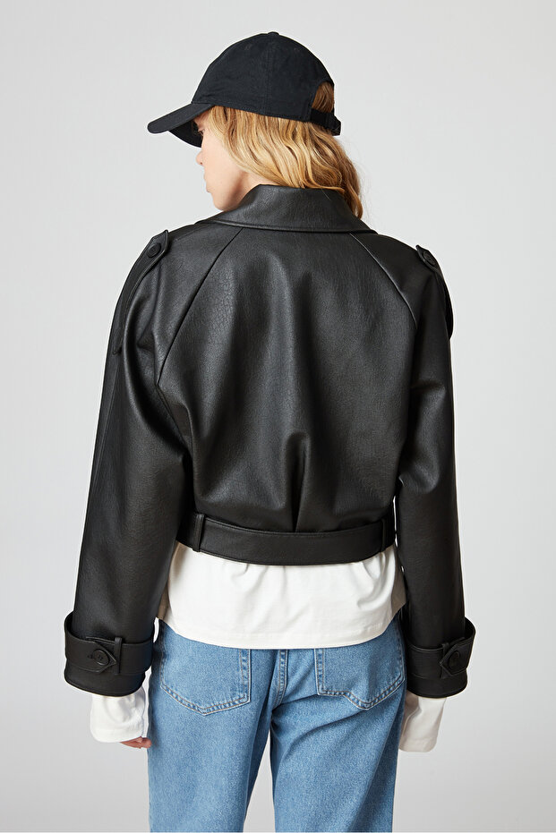 Crop Biker Ceket - 5