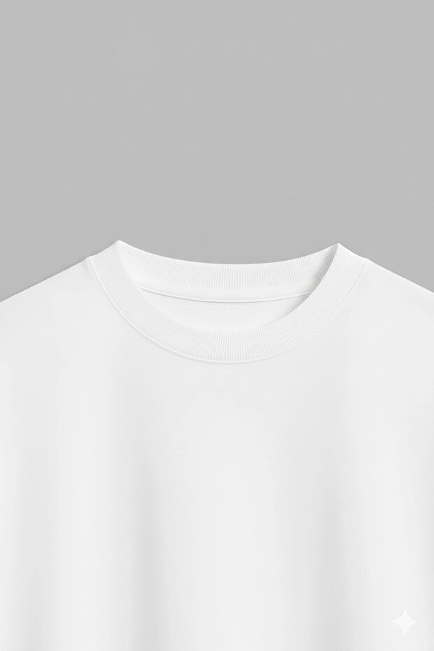 Men's Oversize Basic Crew Neck 2 Thread Cotton T-Shirt - 4