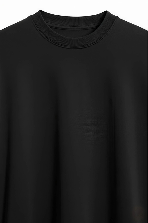 تي شيرت رجالي كبير الحجم ذو ياقة دائرية مصنوع من القطن بخيطين - 4