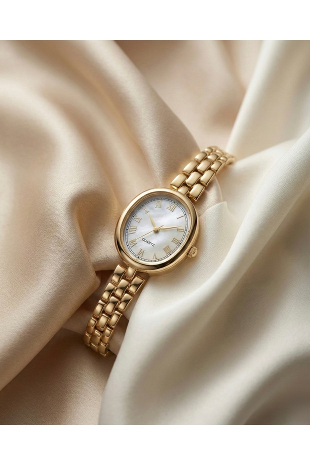 Women's Gold-Tone Steel Watch – Elegant & Classic Design with Roman Numerals, Quartz Wristwatch, Limited Edition