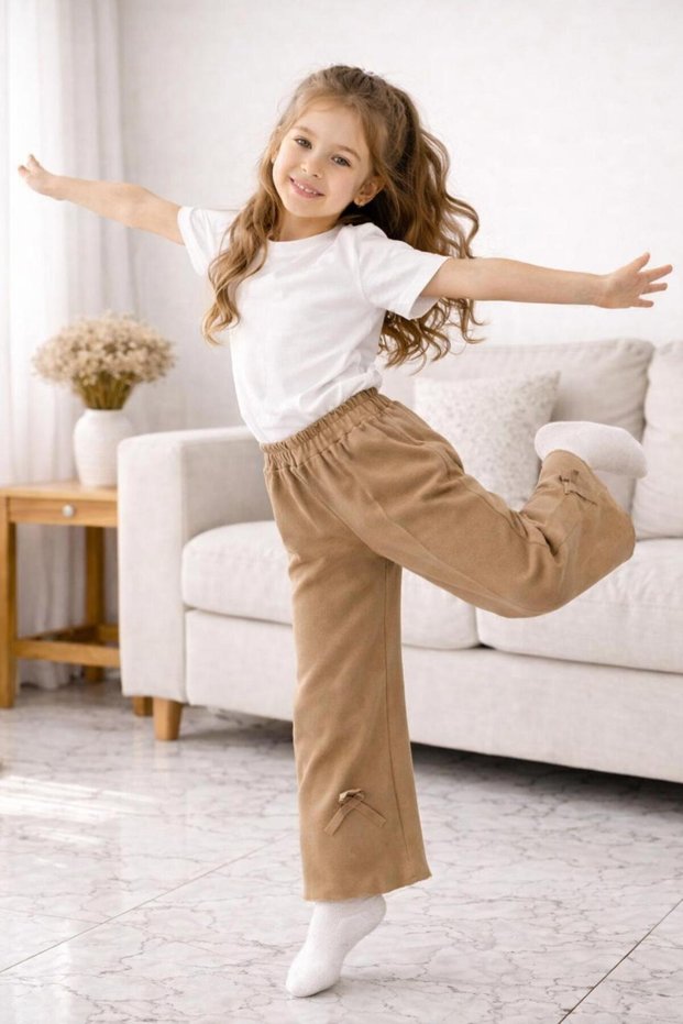 Girls' Pajamas with Flexible Ribbed Fabric Bow Detail
