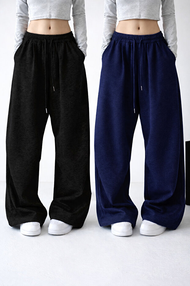 2-Piece Women's Wide Leg High Waist Sweatpants