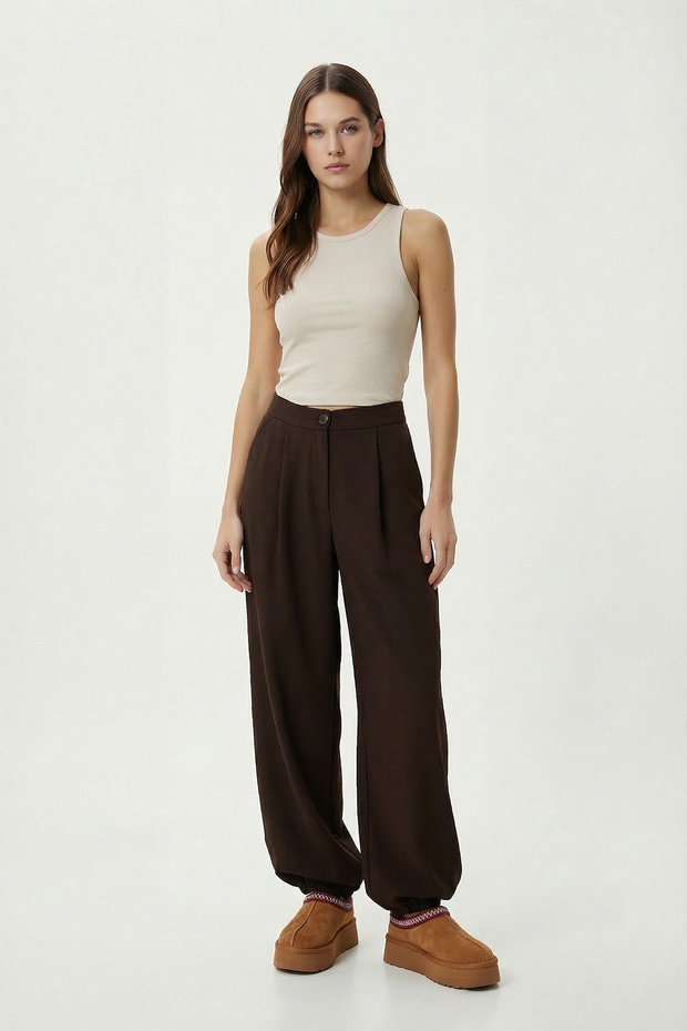 Polyviscon Shalwar Trousers Lby0040 Brown