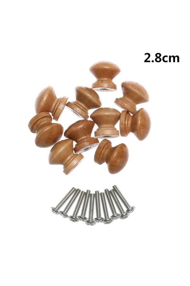 2.8cm 10pcs Door Handle Round Shape Natural Wooden Cabinet Knob Drawer Wardrobe Door Pull Handle Fur