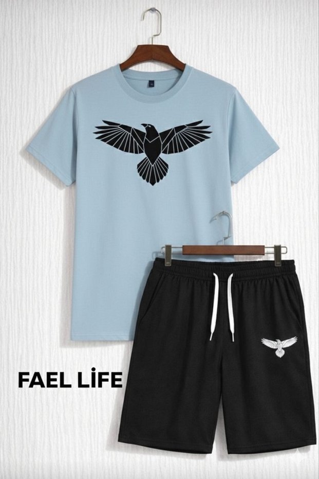 Girls/Boys Loose Fit Shorts T-Shirt Kuzgun Printed Set