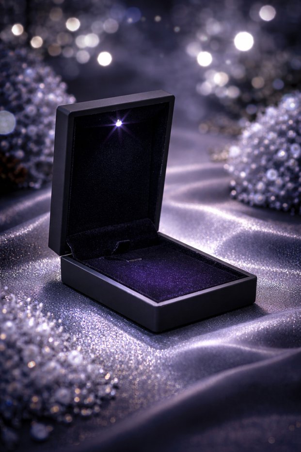 Led Lighted Necklace Box Jewelry Box Gift Box Lighted Box (Black)