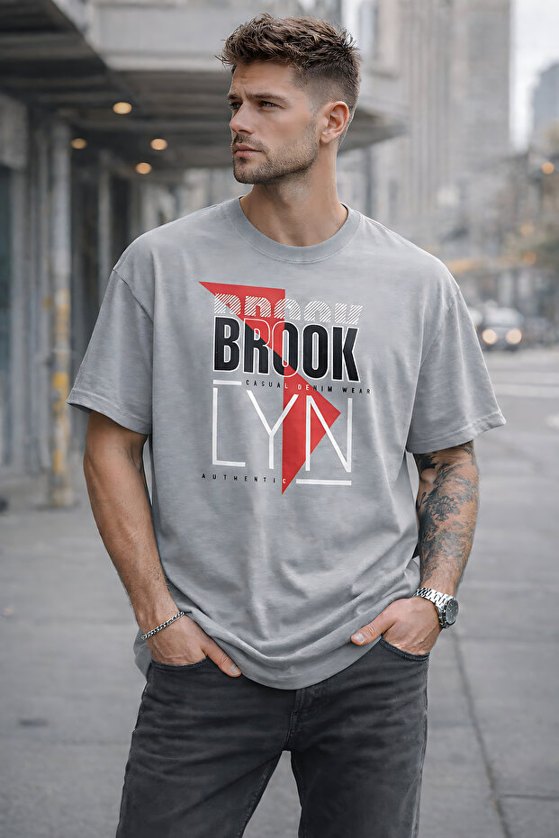 Brooklyn Printed Cotton Relaxed Fit Round Neck Unisex T-Shirt
