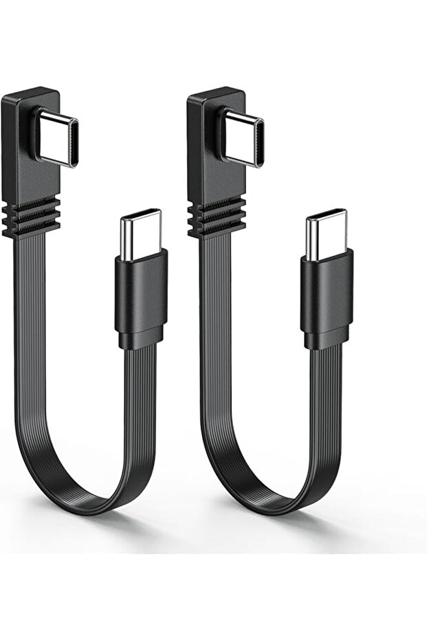 Right Angle Male to Male Type-C Cable 100W, 90 Degree Thin & Flexibility Type C to C Fast Charging&D