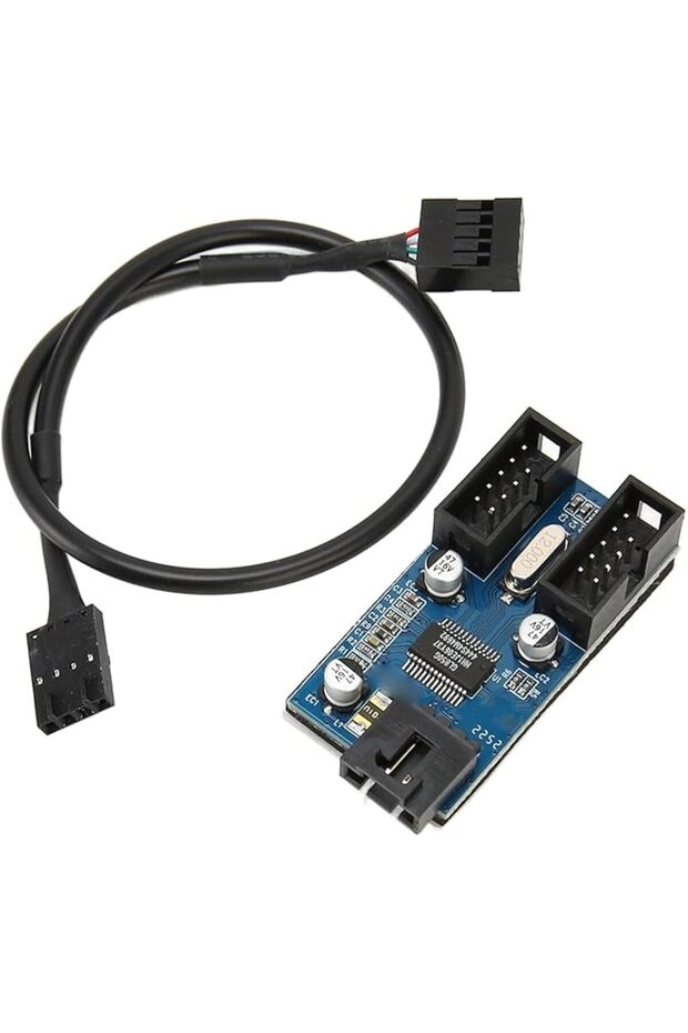 9pin USB Header Splitter, Increase Efficiency 1 To 2 Motherboard 9pin USB Header Splitter Stable Pow