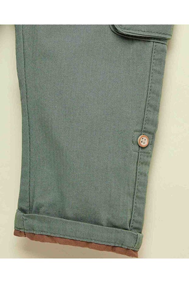 بنطلون كارغو سادة مع خصر برباط - 4