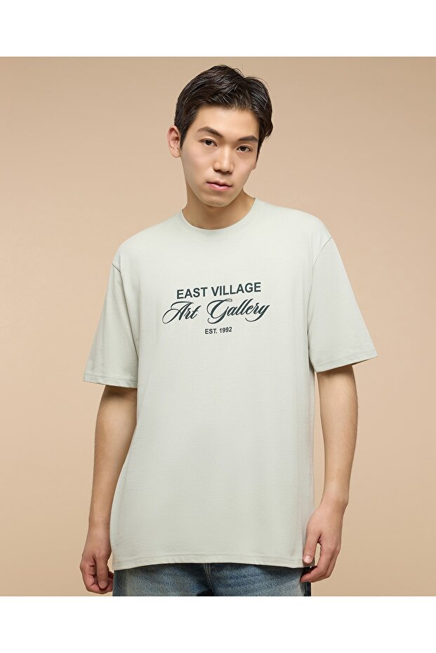 Typography Print Active T-Shirt With Crew Neck And Short Sleeves