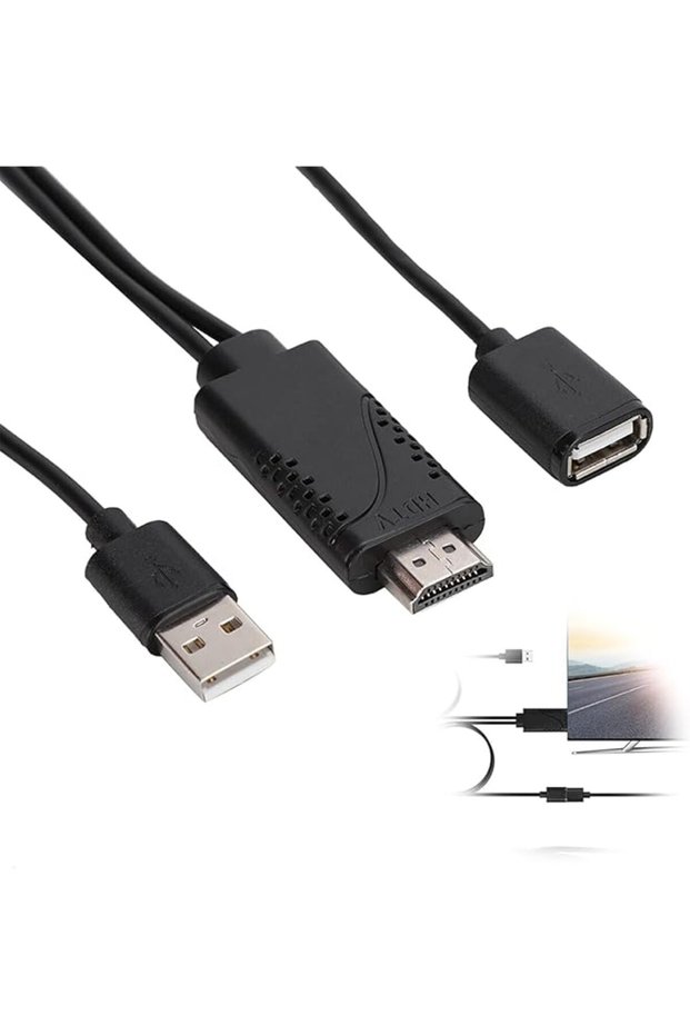 USB Female to HDMI Male, 1080P USB Female to HDMI Male HDTV Adapter Cable Cord, 2 in 1, for Android