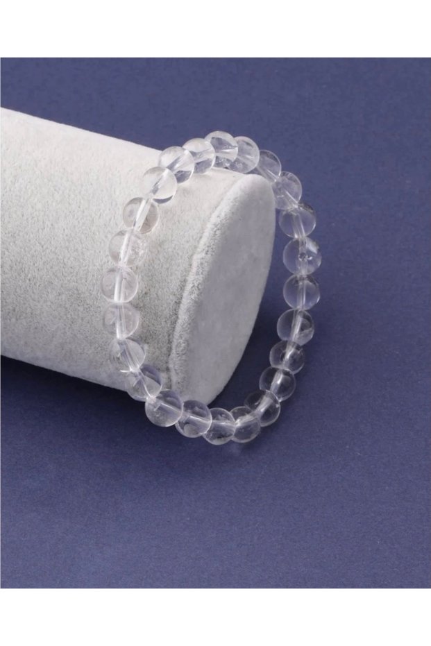 Certified Crystal Quartz Natural Stone Bracelet 8 mm Round Cut