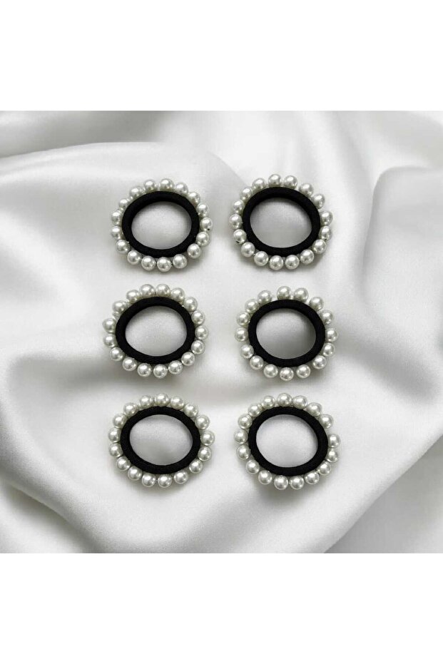 6 Pieces Pearl Rubber Buckle Hair Rubber Band Hair Accessory