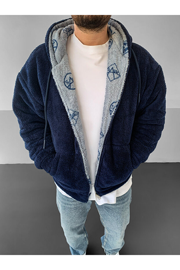 Double-Sided Thick Hooded Oversize Plush Coat