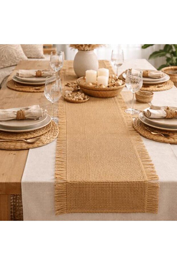 مفررش طاولة خيش Natural Jute Tablecloth - 1