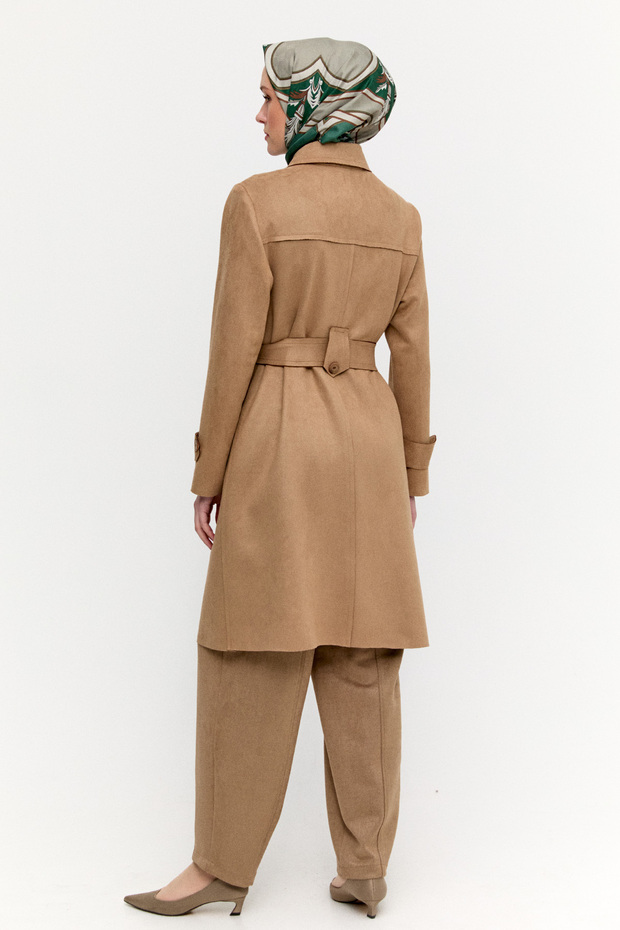 Kuşaklı Süet Görünümlü Kap - 7