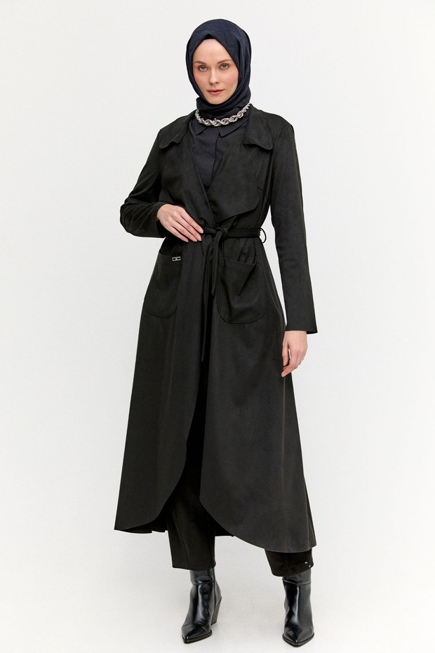 Süet Dokulu Pardesü - 2