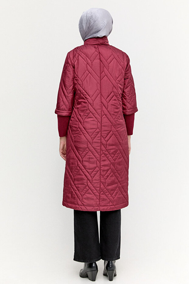 Mendil Yakalı Kapitone Kaban - 6