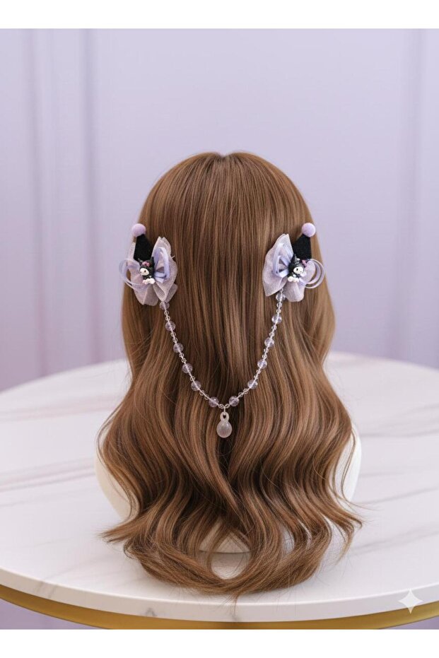 Pens Clip with Kuromi Figure and Bead Accessories with a Hat
